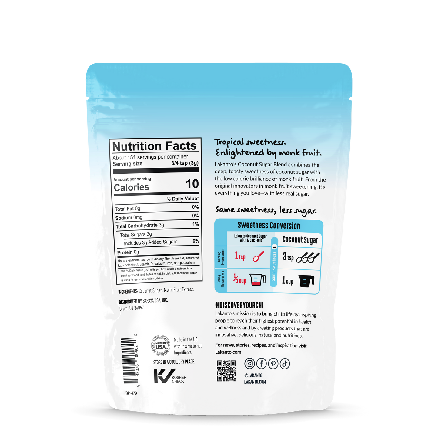Coconut Sugar with Monkfruit Sweetener - Reduced Sugar - 1 lb (Case of 6)