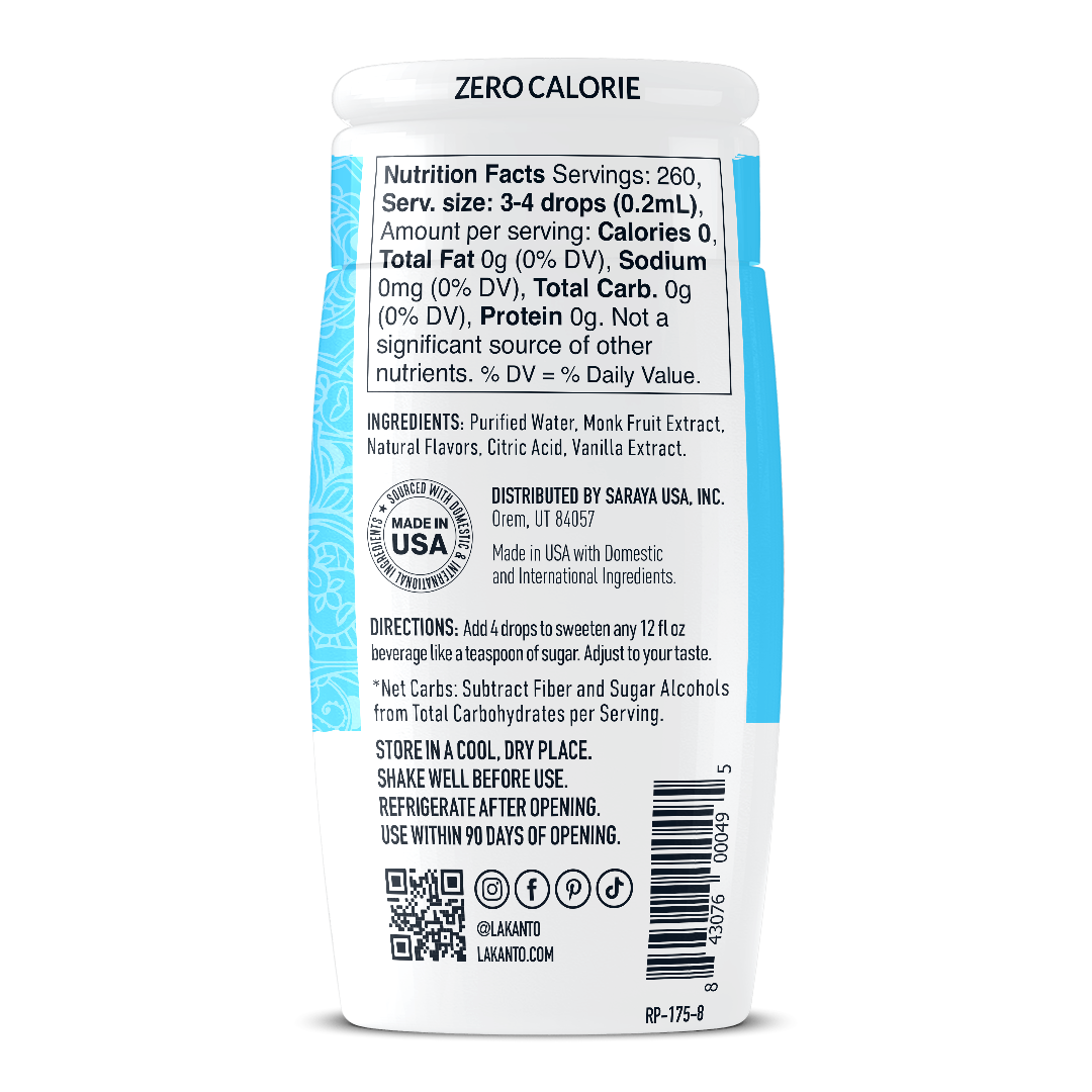 Liquid Monkfruit Drops - Vanilla - Case of 36