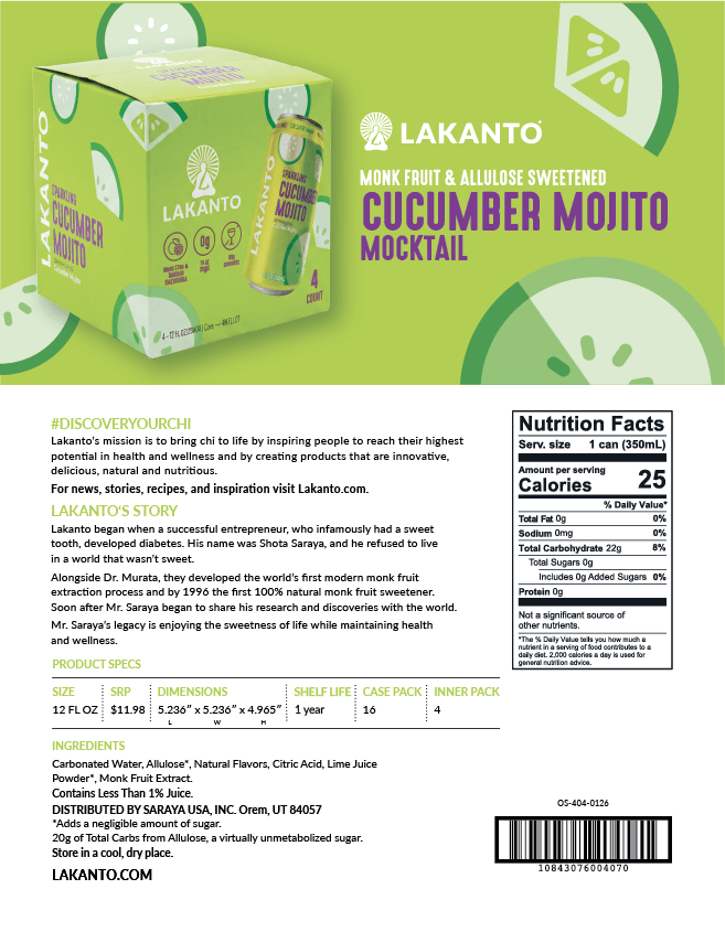 Sparkling Nonalcoholic Mocktail, Cucumber Mojito (Case of 16 - 4x4)