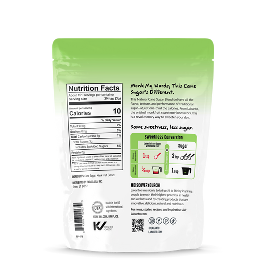Cane Sugar with Monkfruit Sweetener (Reduced Sugar) 1lb Case of 6