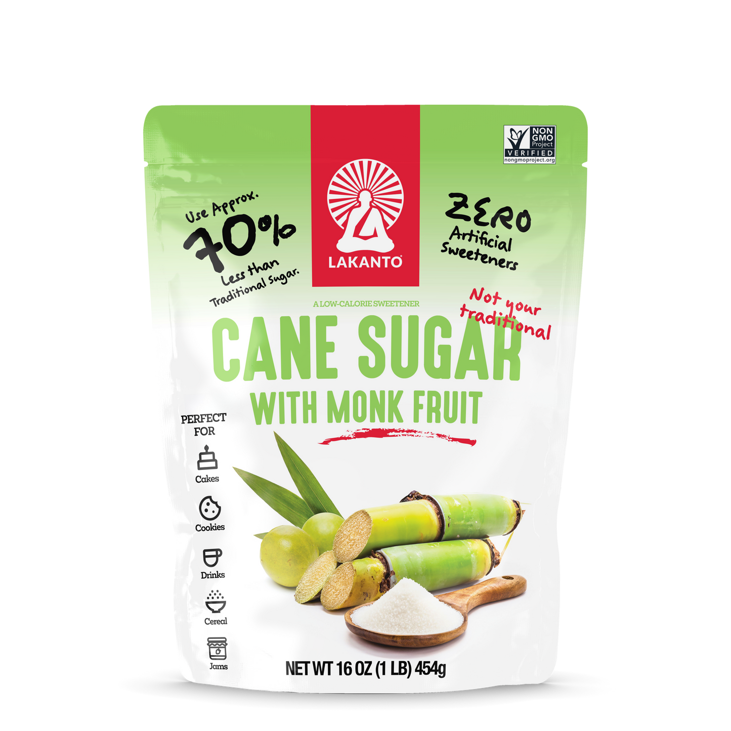 Cane Sugar with Monkfruit Sweetener (Reduced Sugar) 1lb Case of 6