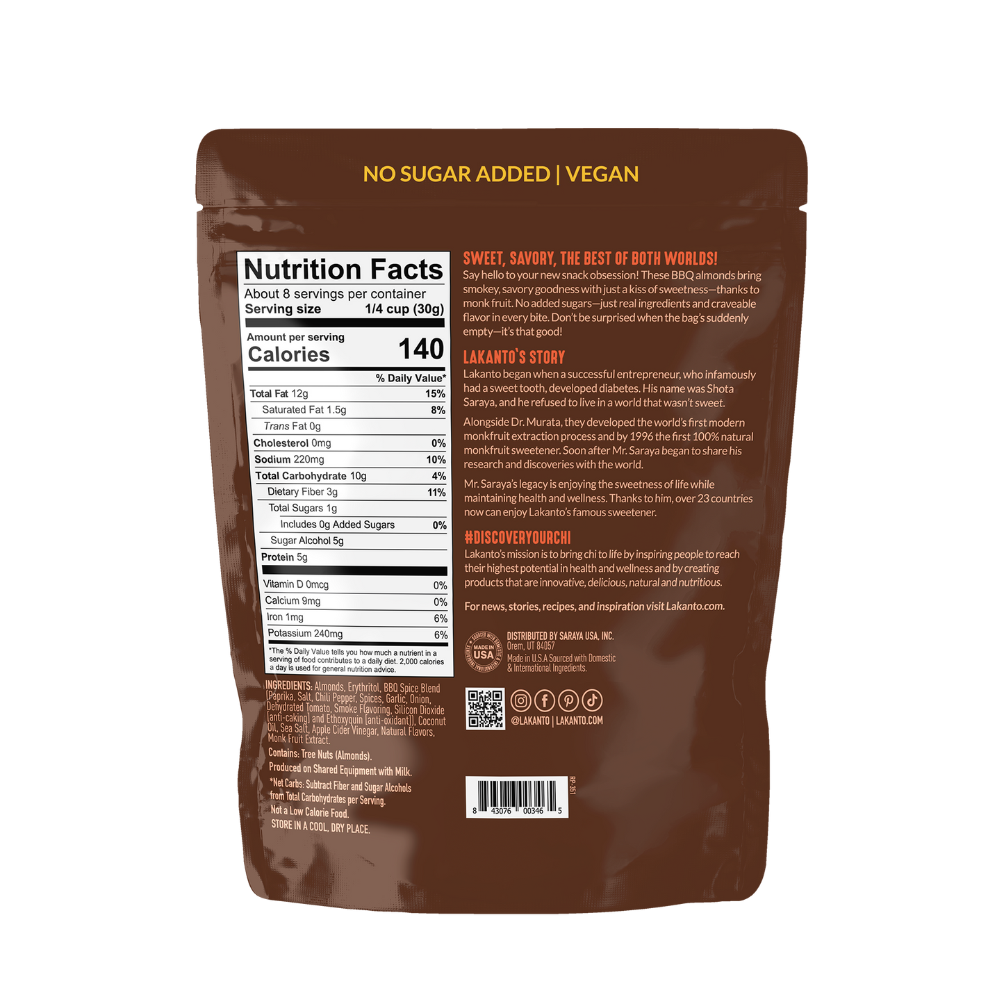 Sweet and Savory Almonds Smoky BBQ (Case of 6)