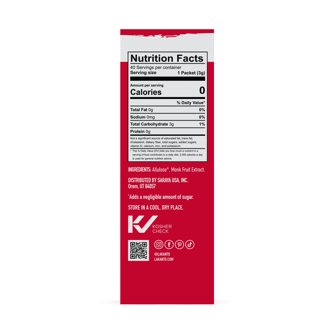Classic Monkfruit and Allulose 1:1 Sweetener Packets (Case of 8, 40 3g)