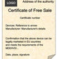 Certificate of Free Sale Document